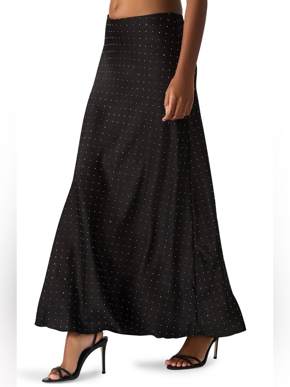 Steve Madden Black Aline Maxi Skirt with Crushed Crystals NWT